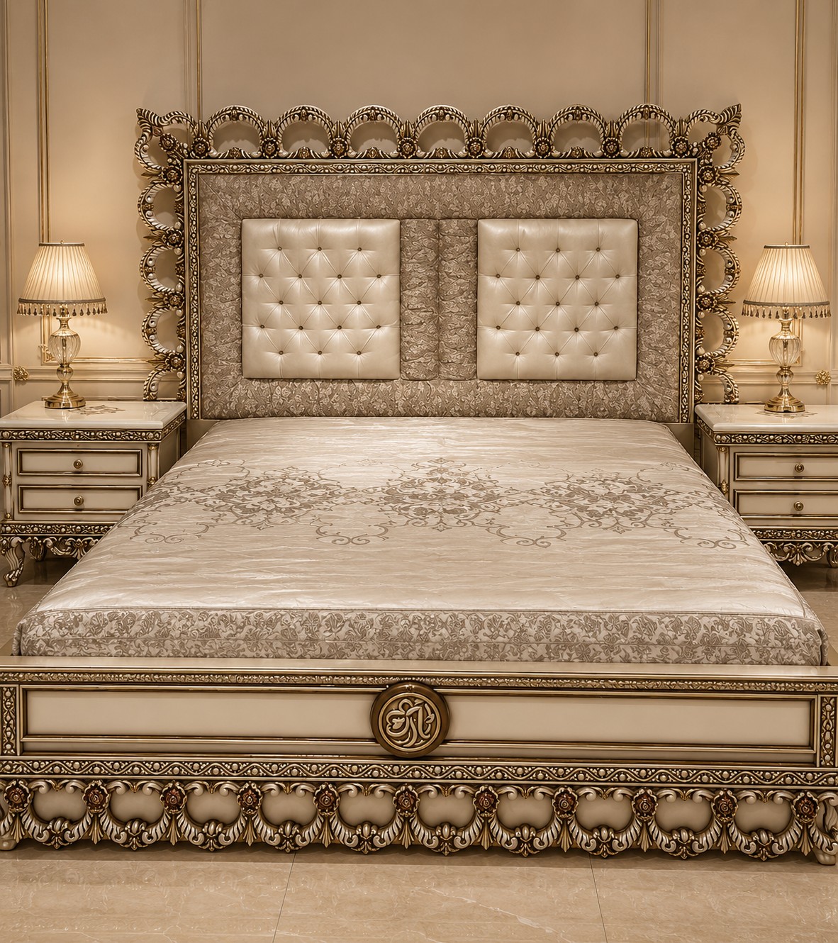 Imperial Gold Filigree Carved Bed - Luxury Bedroom by Classic Furnishers