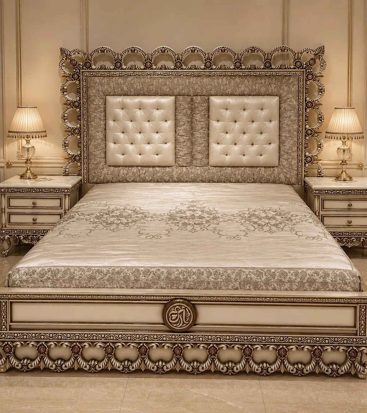 Imperial Gold Filigree Carved Bed - Luxury Bedroom by Classic Furnishers