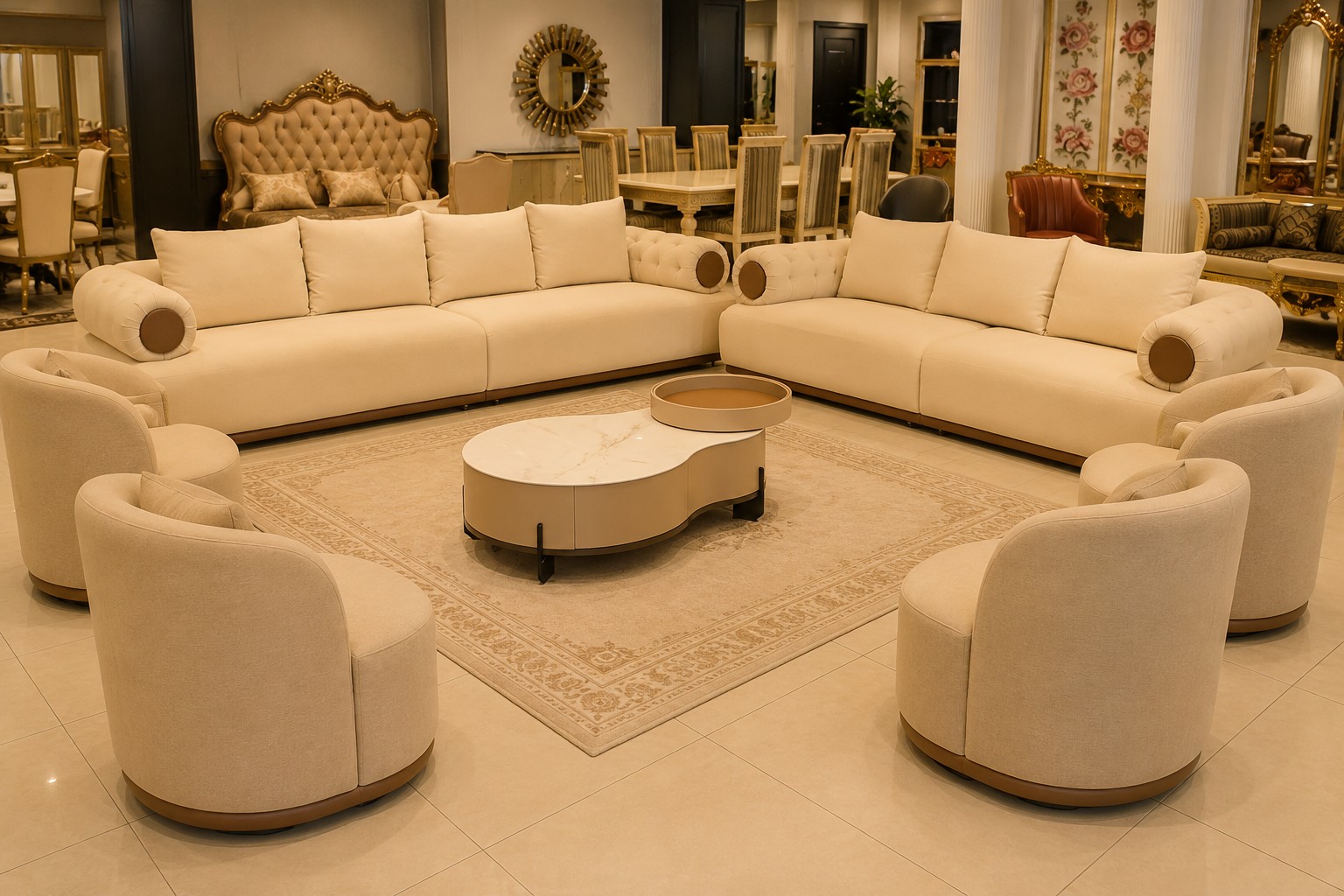Aura Modern Beige Modular Lounge Suite - Handcrafted Living Room by Classic Furnishers