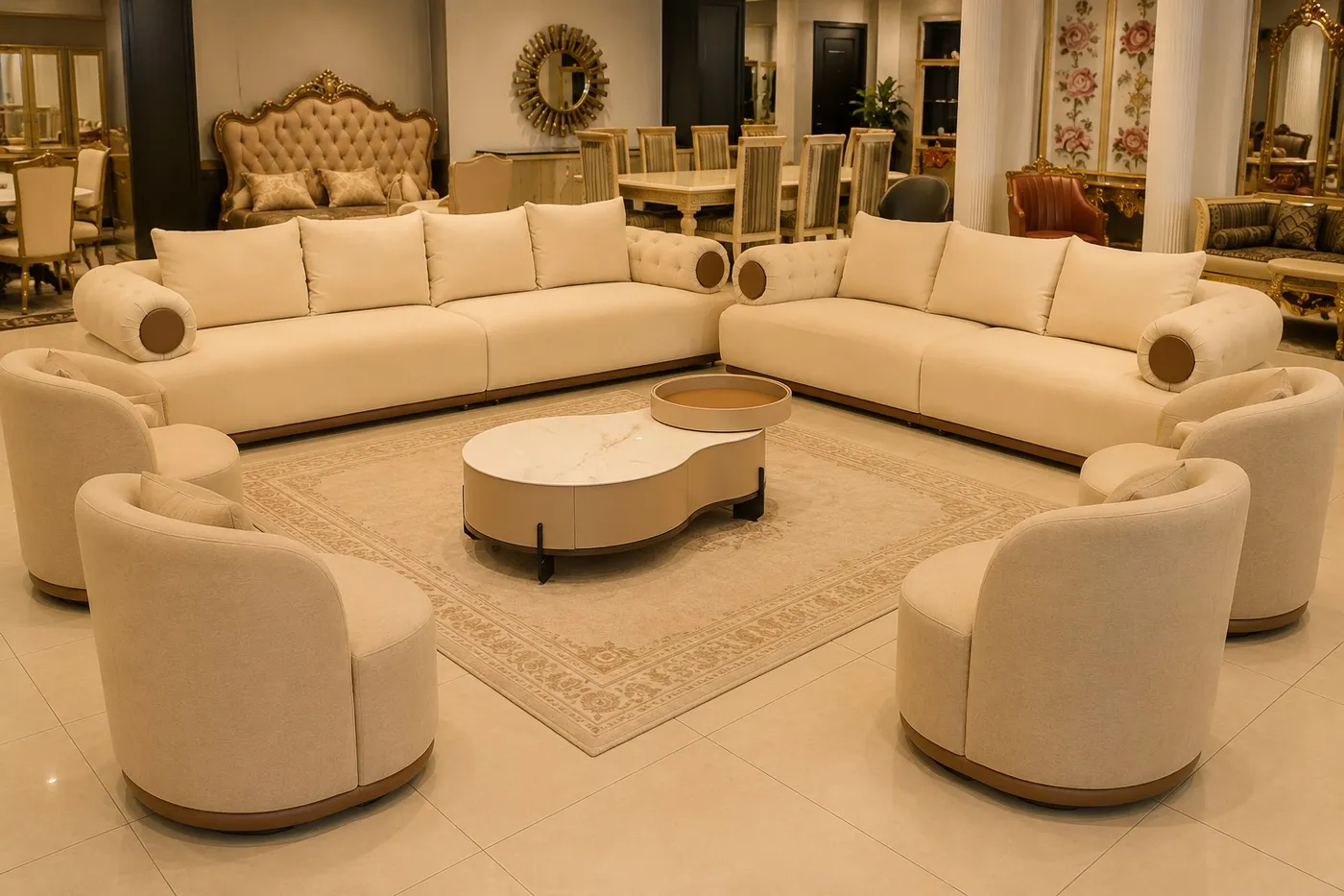 Aura Modern Beige Modular Lounge Suite - Luxury Living Room by Classic Furnishers