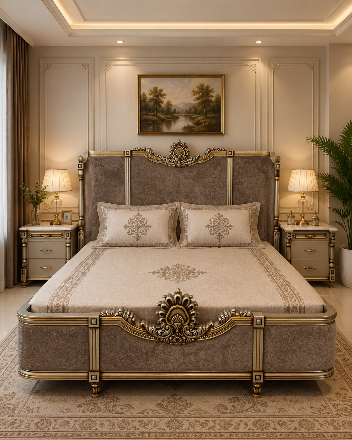 Royal Crest Carved Mahogany Suite - Luxury Bedroom by Classic Furnishers