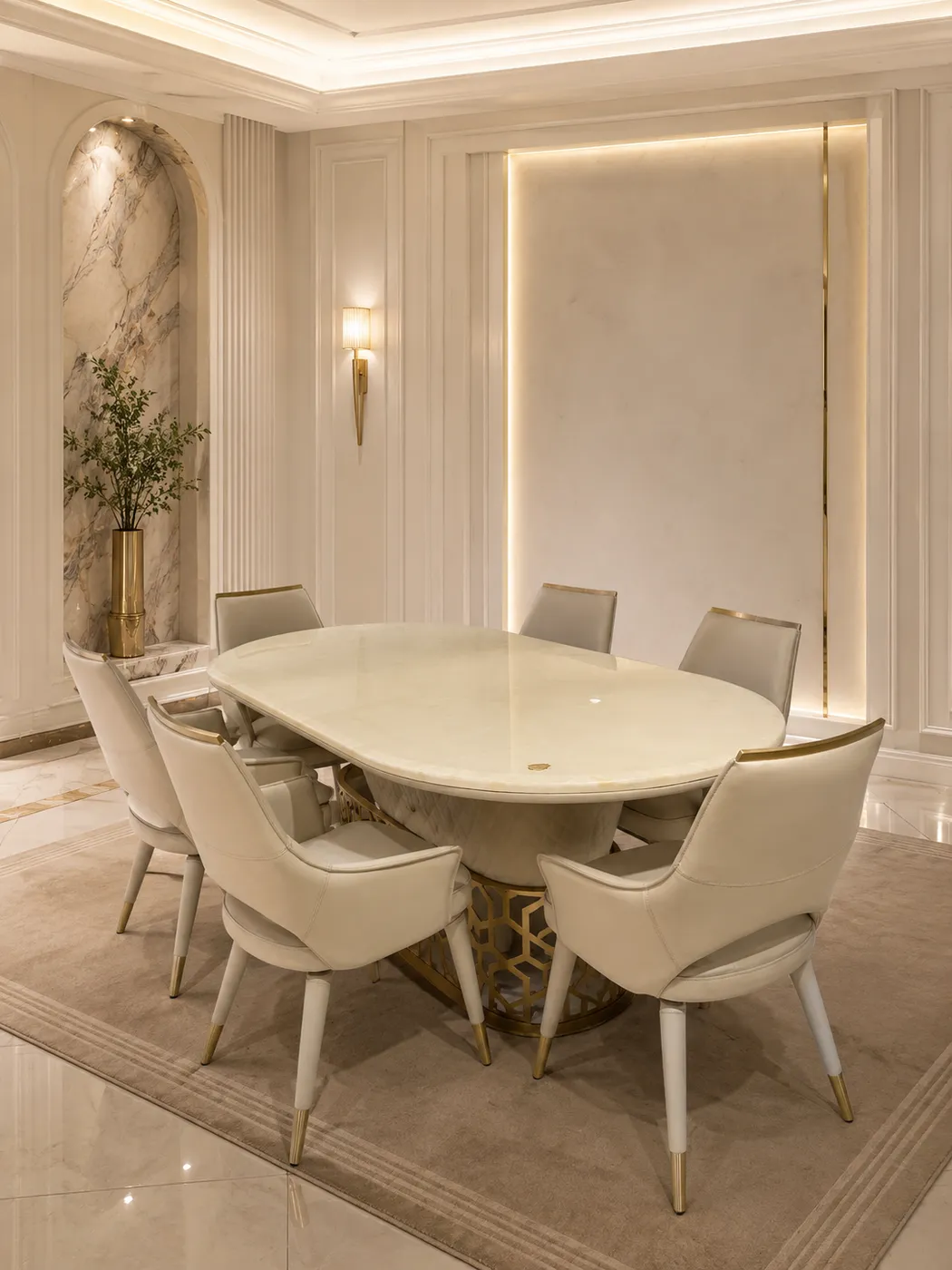 Versailles Oval Marble Dining Suite - Luxury Dining by Classic Furnishers